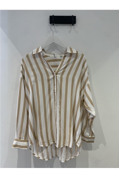 CAMISA VISCOSA RAYAS BEIGE