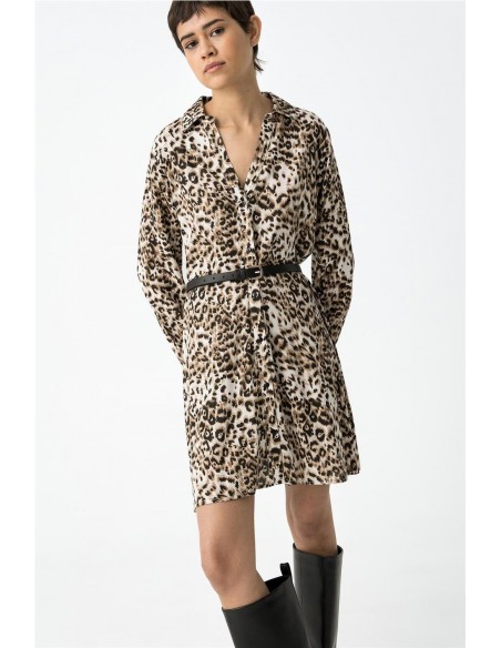 VESTIDO LEO CINTURON CRUDO