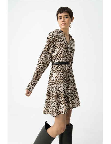 VESTIDO LEO CINTURON CRUDO