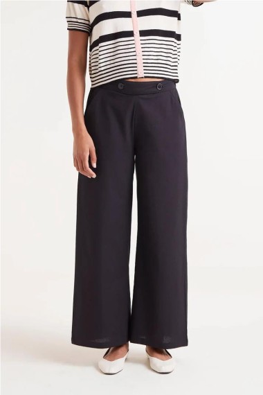 PANTALON ALGODÓN ANCHO NEGRO