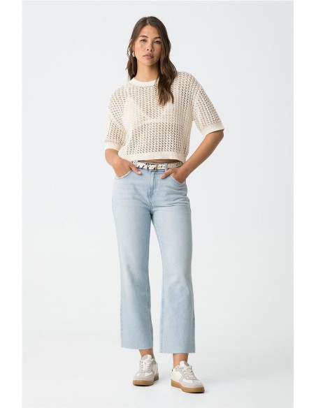 DENIM RECTO BAJO DESHILACHADO