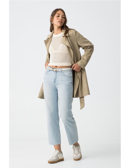 DENIM RECTO BAJO DESHILACHADO