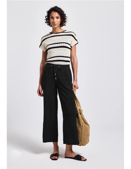 PANTALON VISCOSA CROP NEGRO