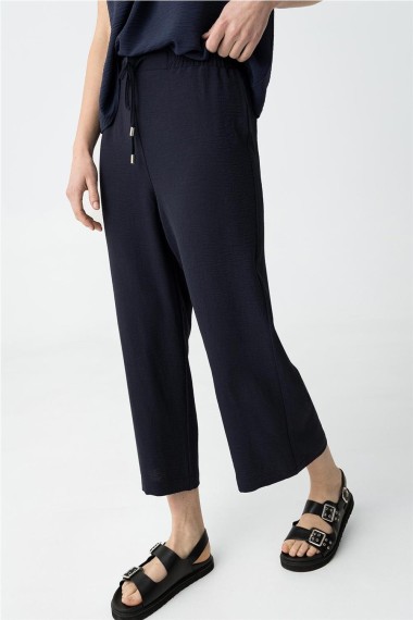 PANTALON CON GOMA FLUIDO AZUL MARINO 2