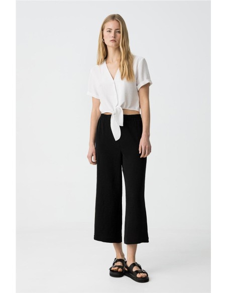 PANTALON CON GOMA FLUIDO NEGRO