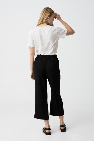 PANTALON CON GOMA FLUIDO NEGRO