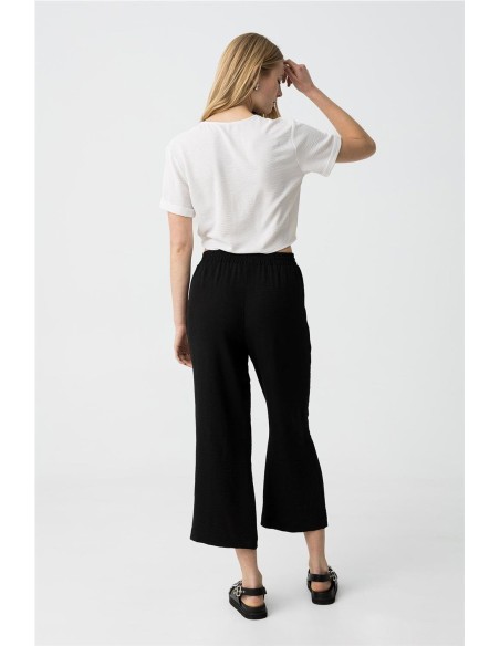 PANTALON CON GOMA FLUIDO NEGRO
