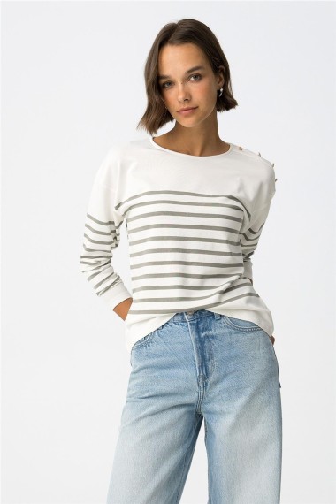 CAMISETA RAYAS CAQUI