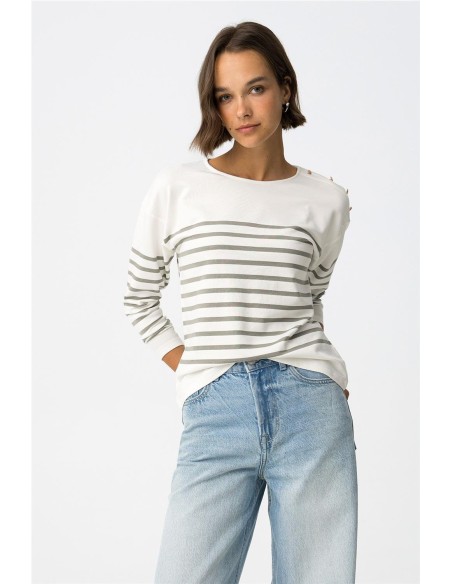 CAMISETA RAYAS CAQUI