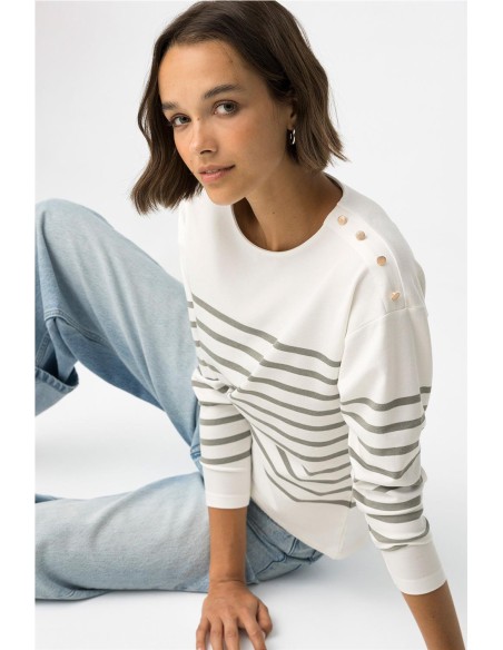 CAMISETA RAYAS CAQUI