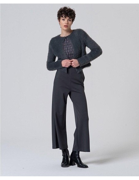 PANTALÓN PUNTO AMPLIO BOTONES GRIS