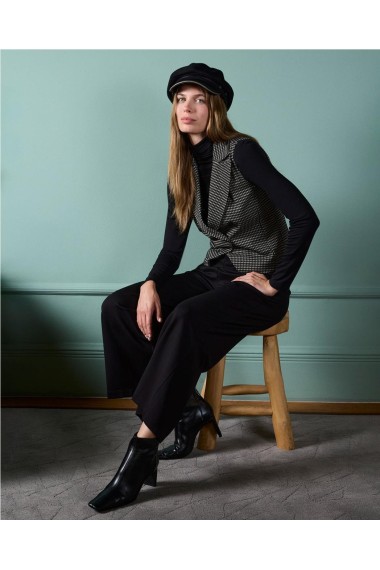 PANTALÓN PUNTO AMPLIO BOTONES NEGRO