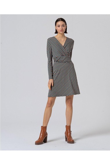 VESTIDO CRUZADO ESTAMPADO VERDE