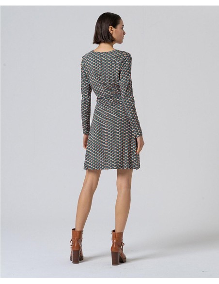 VESTIDO CRUZADO ESTAMPADO VERDE