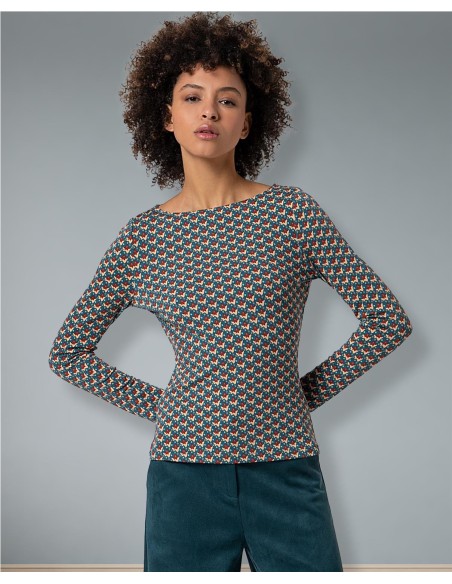 CAMISETA ESTAMPADA CUELLO BARC VERDE