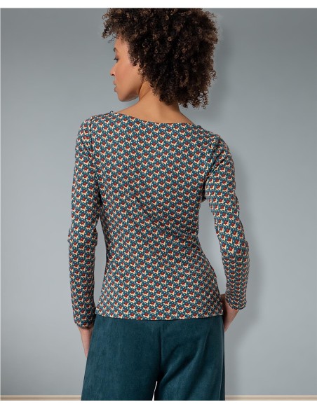 CAMISETA ESTAMPADA CUELLO BARC VERDE