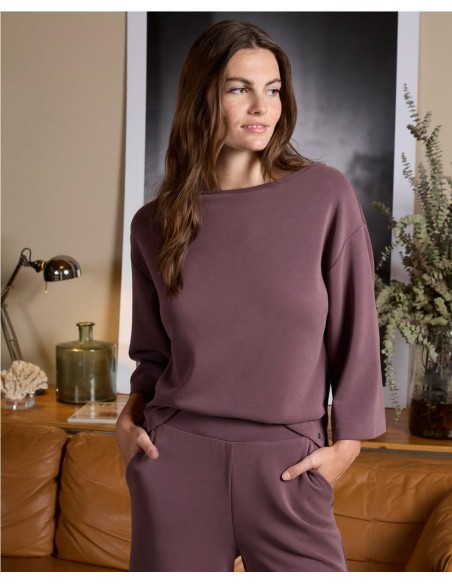 CAMISETA CUELLO BARCO BURGUNDY