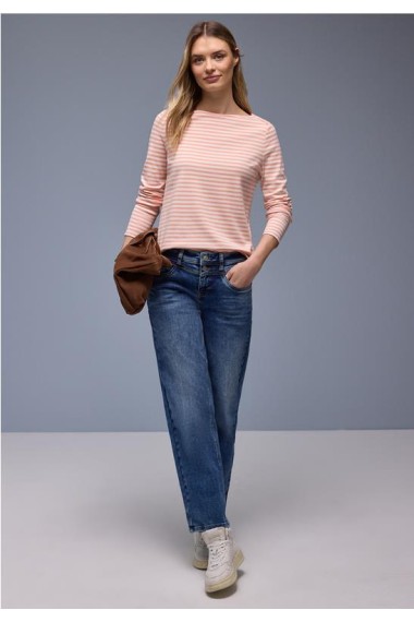 CAMISETA RAYAS CUELLO BARCO ROSA