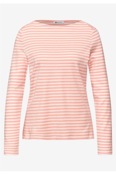 CAMISETA RAYAS CUELLO BARCO ROSA