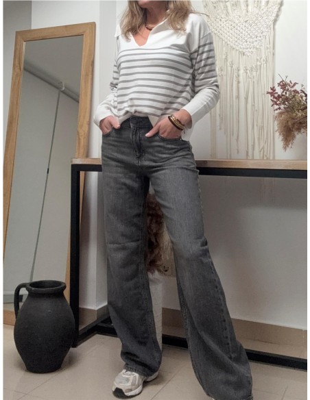 DENIM FLARED GRIS