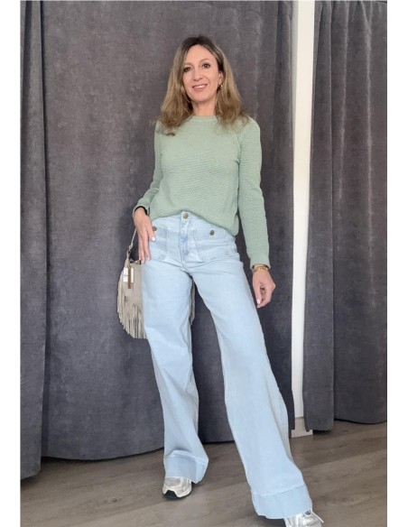 DENIM WIDE BOLSILLOS AZUL CLARO