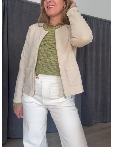 CARDIGAN CREMALLERA BEIGE