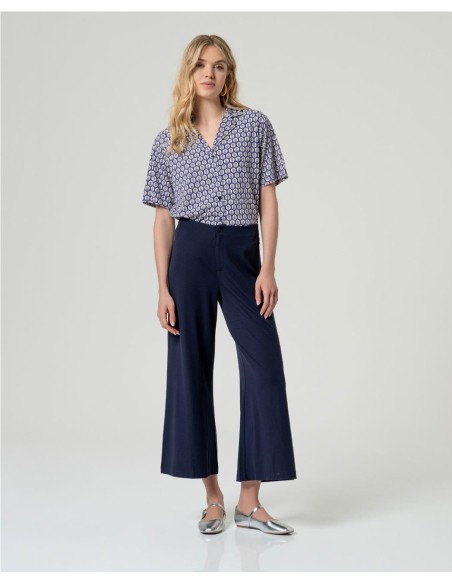 PANTALON CROP  PUNTO AZUL MARINO
