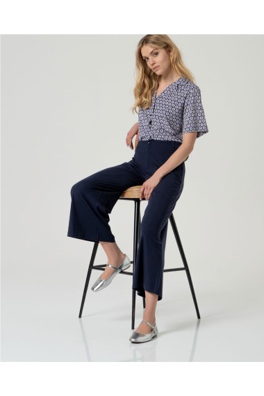 PANTALON CROP  PUNTO AZUL MARINO