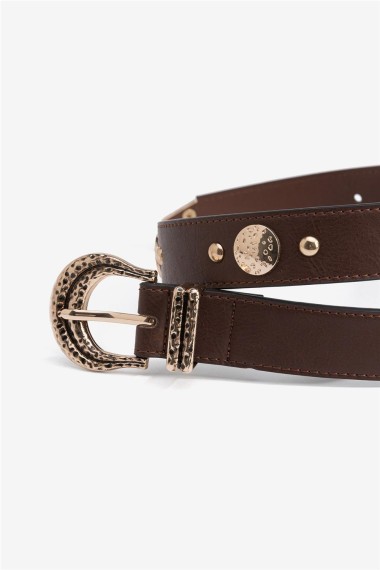 CINTURON TACHAS MARRON