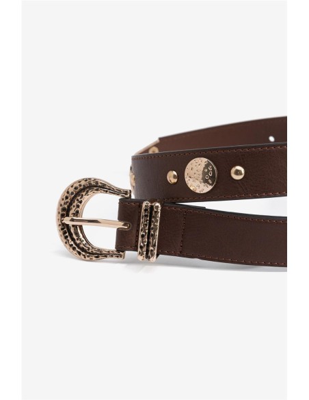 CINTURON TACHAS MARRON