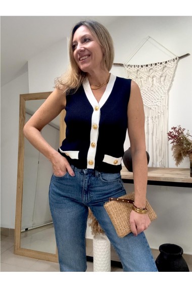 CHALECO DE PUNTO MARINERO