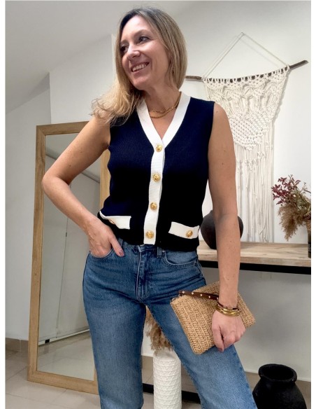 CHALECO DE PUNTO MARINERO