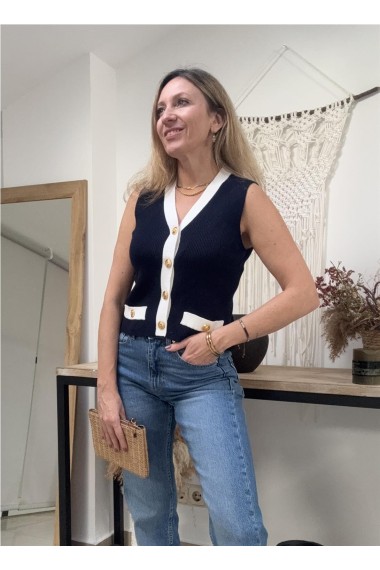 CHALECO DE PUNTO MARINERO