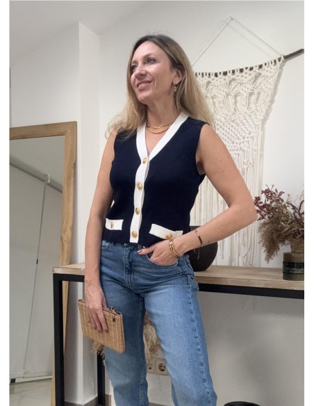 CHALECO DE PUNTO MARINERO