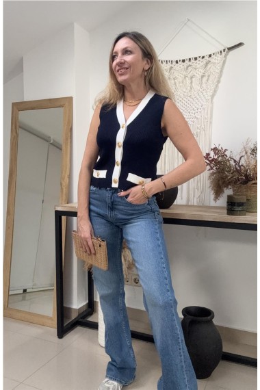 CHALECO DE PUNTO MARINERO