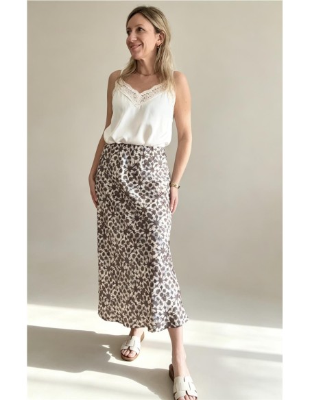 FALDA SATINADA CAQUI