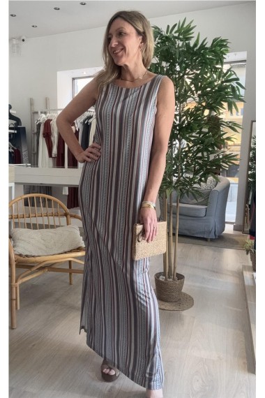 VESTIDO PUNTO MIL RAYAS VERDE CLARO