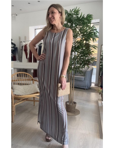 VESTIDO PUNTO MIL RAYAS VERDE CLARO