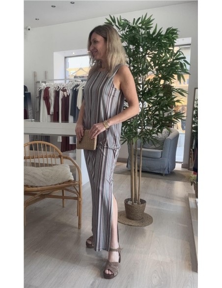 VESTIDO PUNTO MIL RAYAS VERDE CLARO