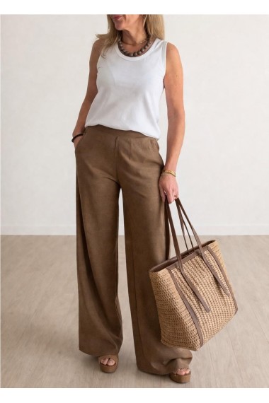 PANTALON ANCHO ALGODON CAQUI