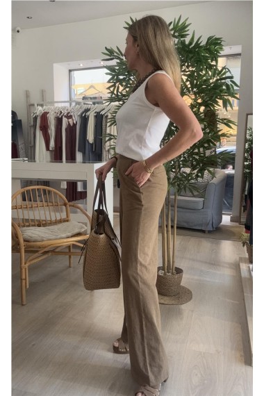 PANTALON ANCHO ALGODON CAQUI