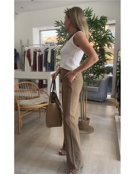 PANTALON ANCHO ALGODON CAQUI