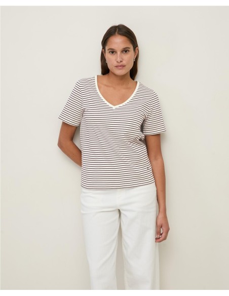 CAMISETA ORGANIC COTTON RAYAS CAQUI