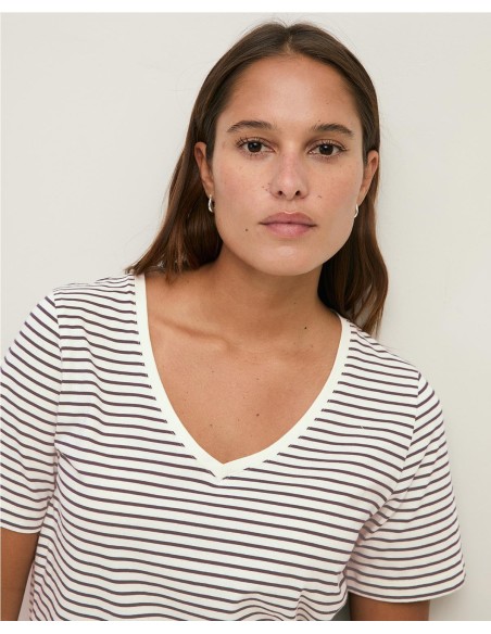 CAMISETA ORGANIC COTTON RAYAS CAQUI