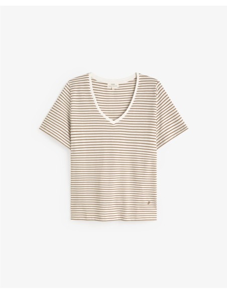 CAMISETA ORGANIC COTTON RAYAS CAQUI