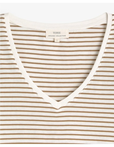 CAMISETA ORGANIC COTTON RAYAS CAQUI