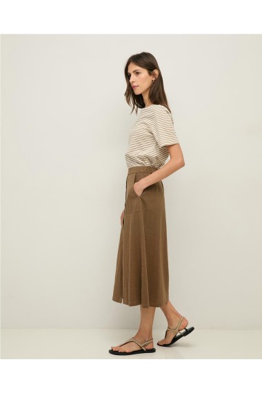 FALDA ALGODON BOTONES CAQUI