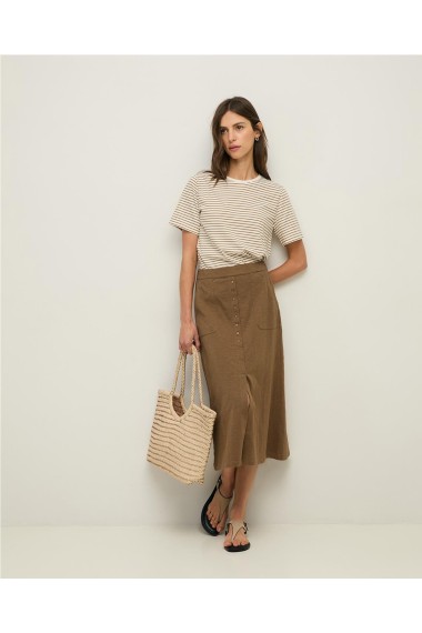 FALDA ALGODON BOTONES CAQUI