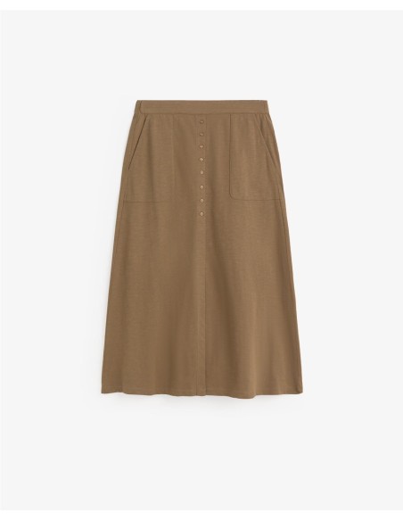 FALDA ALGODON BOTONES CAQUI