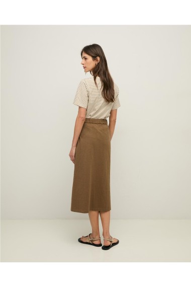 FALDA ALGODON BOTONES CAQUI